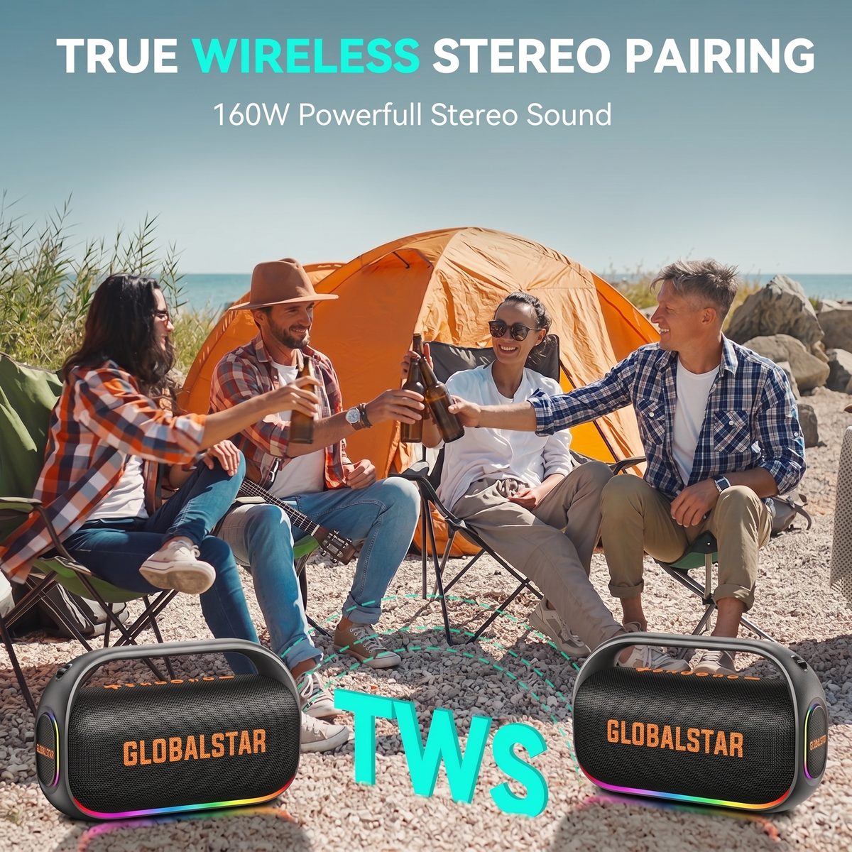 GlobalStar TWS true wireless stereo pairing camping