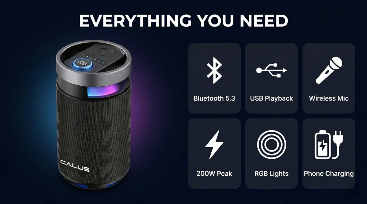 Calus Partybox Encore all features — everything you need