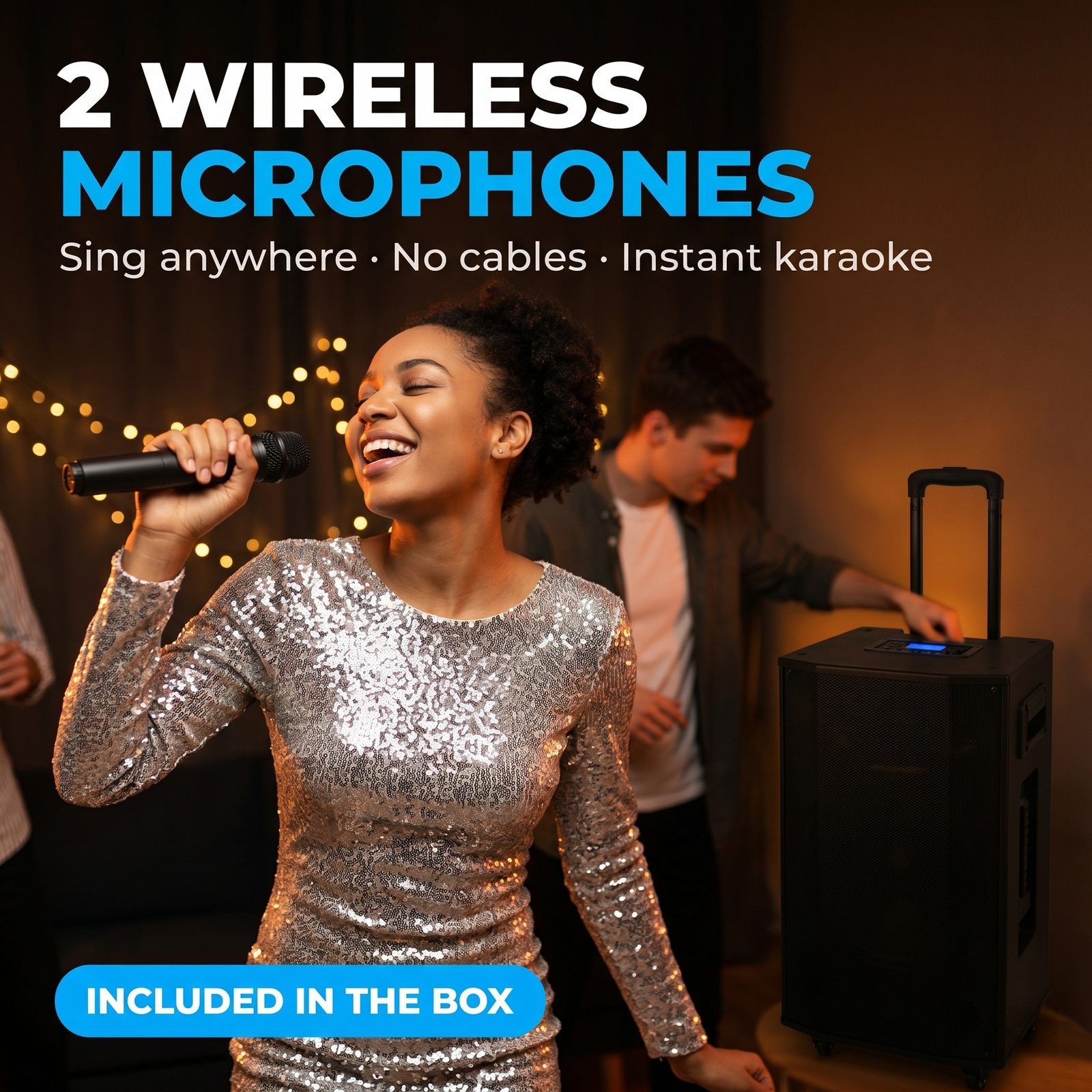 2 Wireless Microphones Included