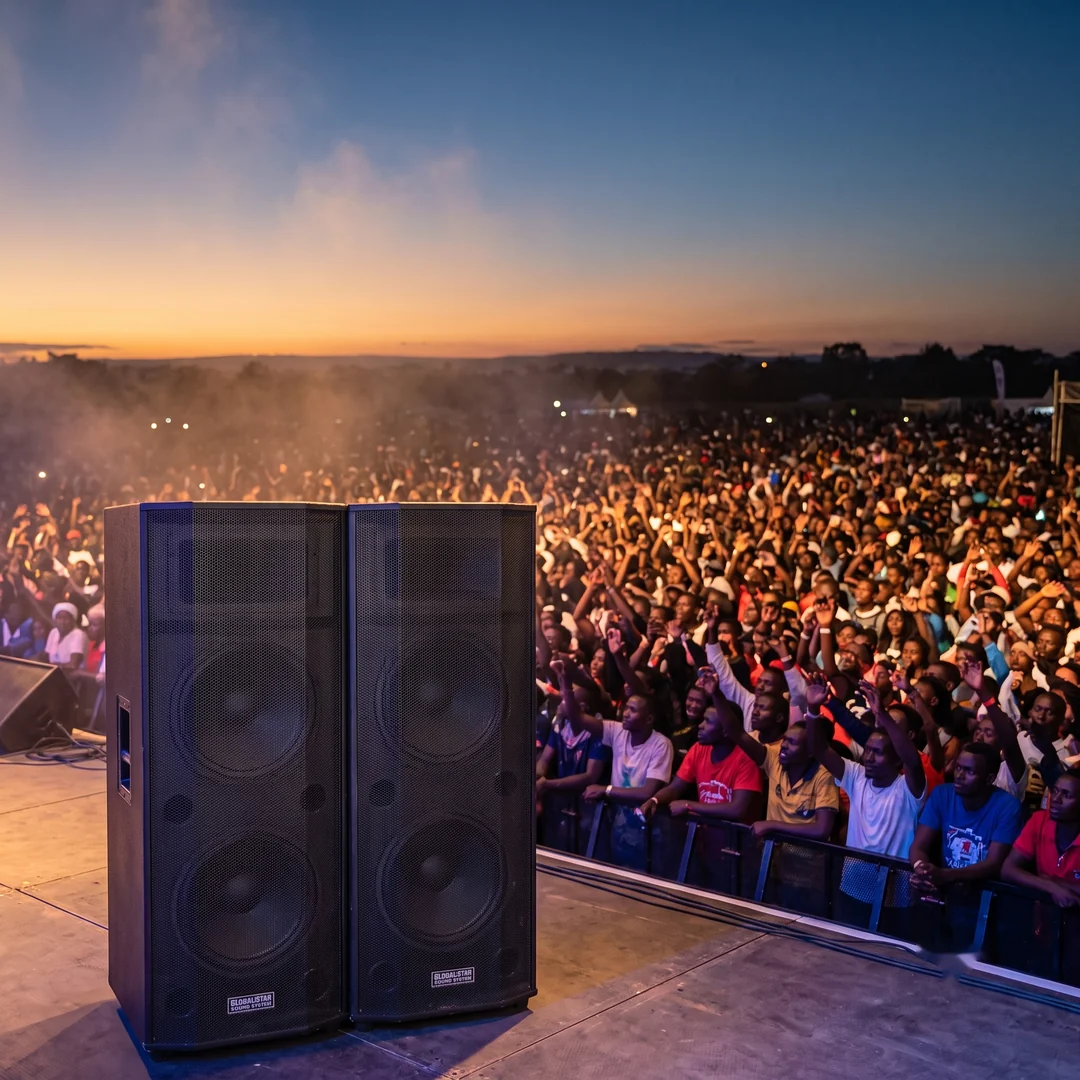T1203 filling a large outdoor crowd at dusk